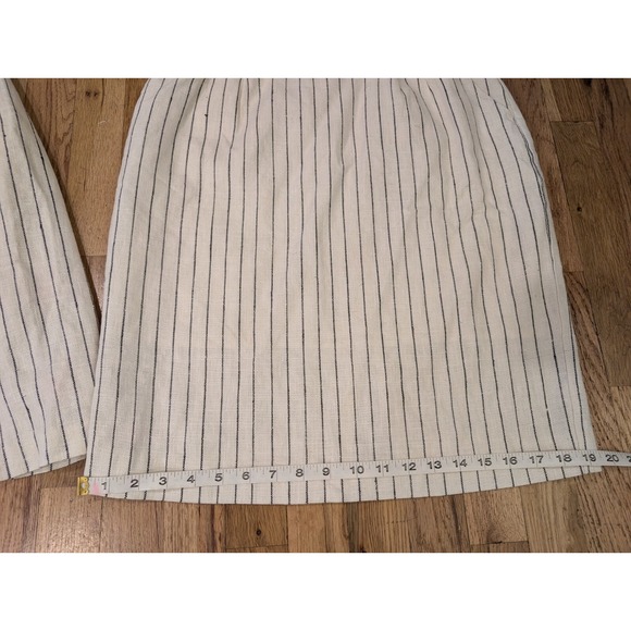 Vintage Norton McNaughton Linen Skirt Suit Ladies Small Cream W Black Stripes - Picture 12 of 16